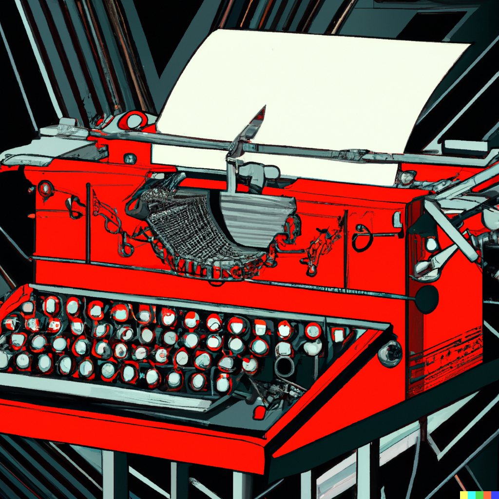 Eine futuristische Schreibmaschine im Steam Punk-Look.